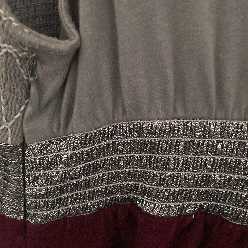 Free People Birds of Paradise Gray& Purple Sleeveless Vintage Empire Dress. Sz 4 - Picture 10 of 16